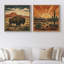 Southwest Desert Buffalo and Sun Landscape-132225680-132225681