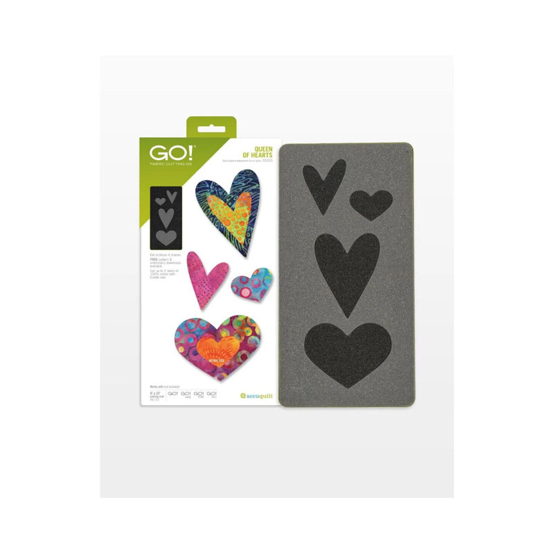 AccuQuilt GO! Queen of Hearts Fabric Cutting Die for Quilting, Applique and Embroidery Projects