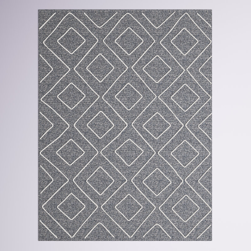 Adcock Flatweave Wool/Cotton Geometric Dark Gray Area Rug, Rectangle 5' x 8'