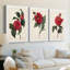 Red Botanical I - Toile tendue avec châssis sur mesure - 3 pièces-2123002526