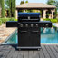 Kenmore 4-Burner Propane Gas Grill with Searing Side Burner in Black with Black Chrome Accents