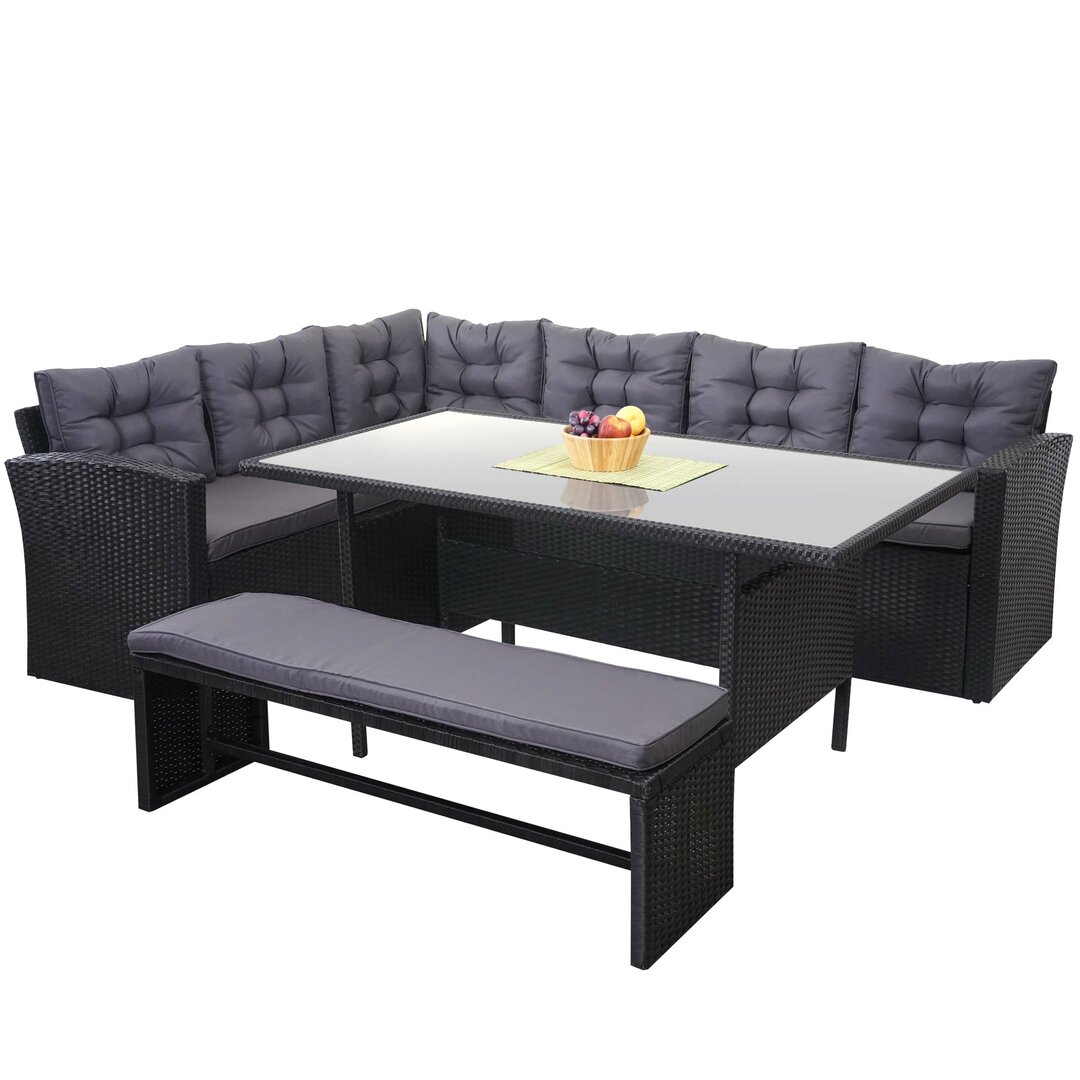 9-Sitzer Lounge-Set Cheshunt aus Polyrattan mit Polster