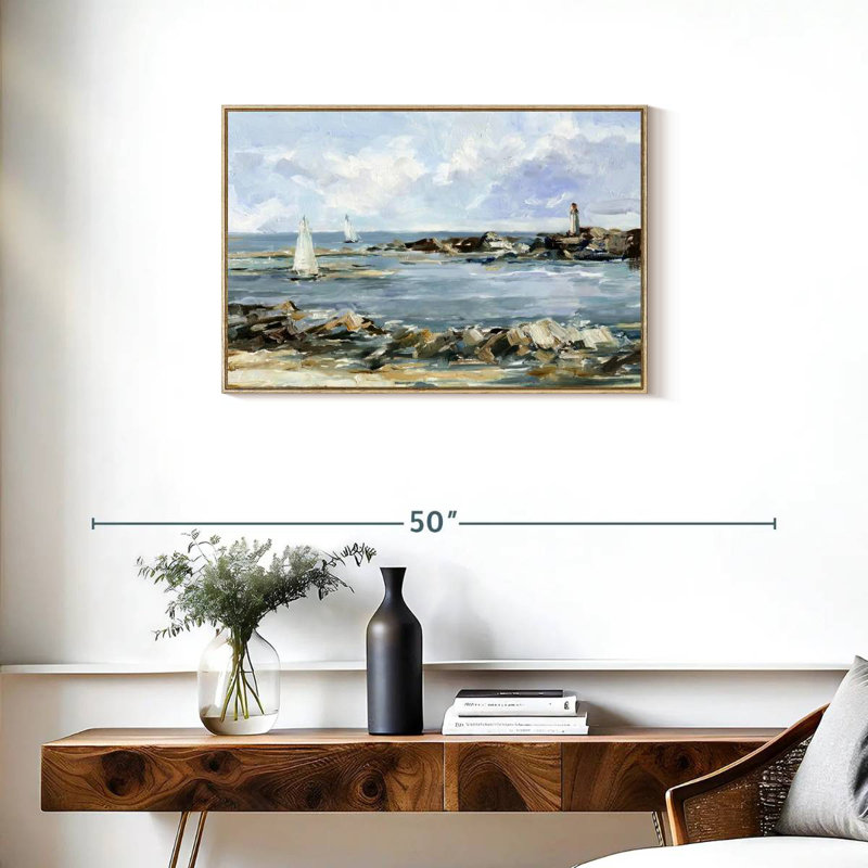Côte rocheuse I, Cadre flottant en bois naturel, 31 po x 21 po