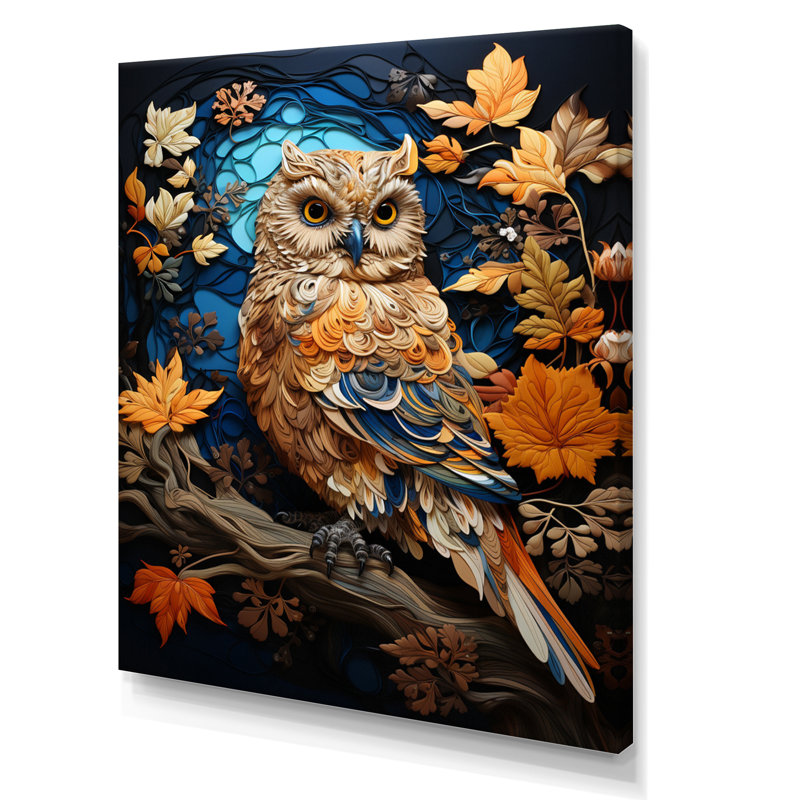 «Brown Owl Overture I - Owl», reproduction d'art murale, H 32 po x l 16 po x P 1 po, Toile tendue