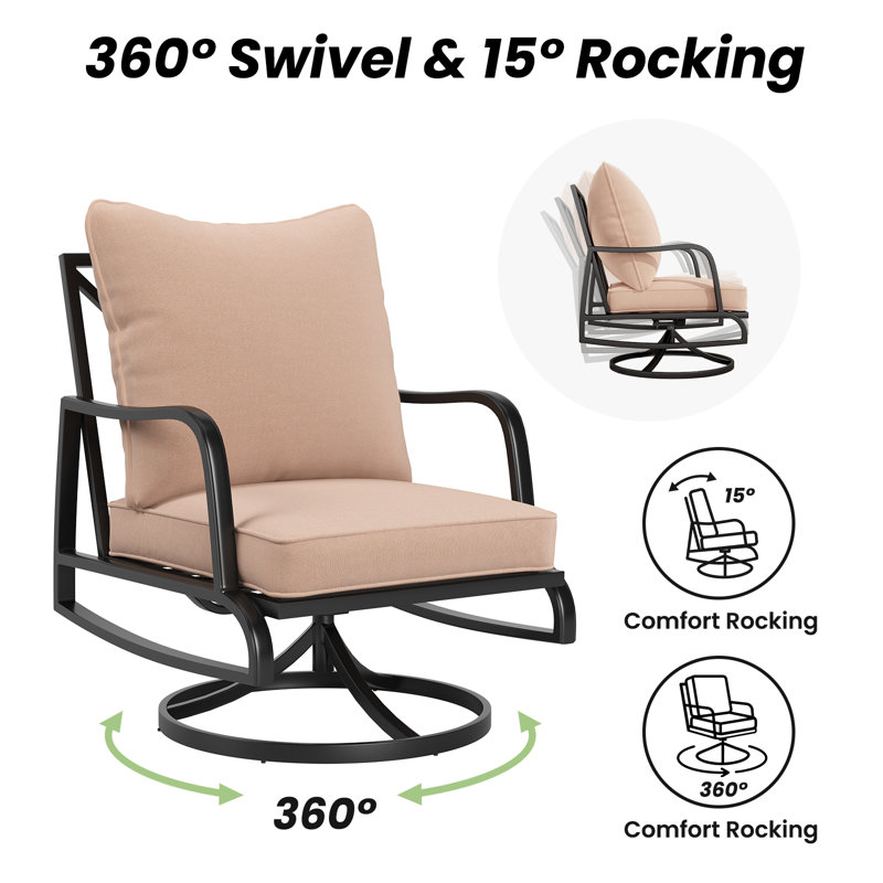Metal 7 - Person Metal Patio Conversation Set with 2PCS Swivel Lounge Chairs