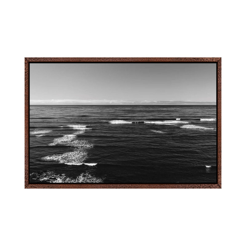 Sunset Cliffs Surfers II by Bethany Young - Print on Canvas, Classic Brown Wood Framed, 101.6cm H x 152.4cm W x 3.81cm D