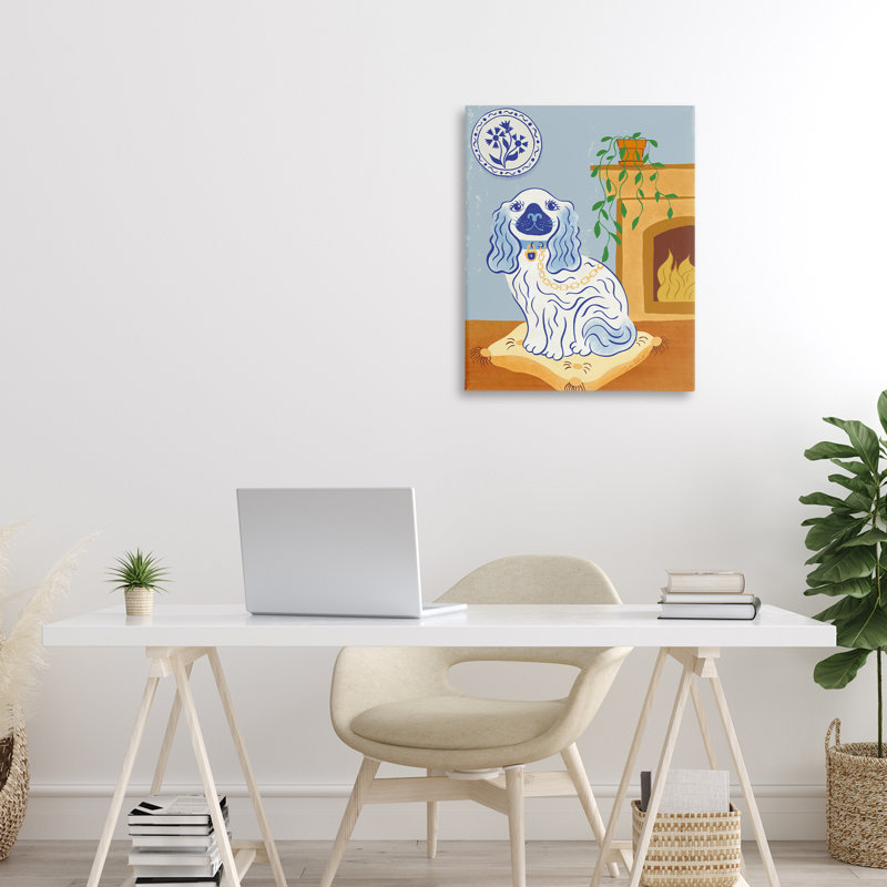 Toile pour chien et foyer bleu Staffordshire bleu, design par Carrie Cantwell, H 20 po x l 16 po
