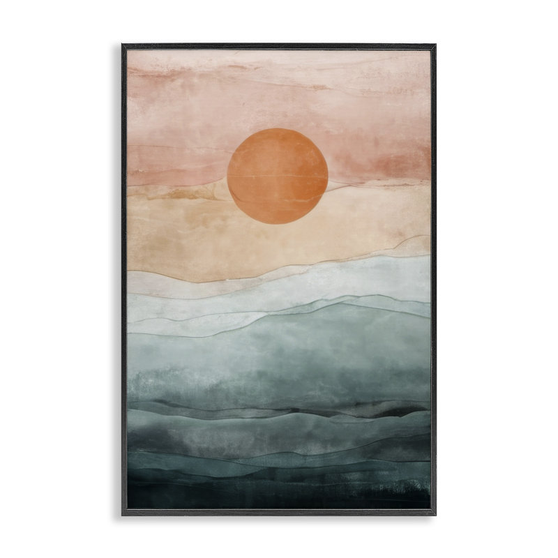 «Crimson Orb Landscape», art de la giclée encadrée par Denise Dundon, H 18 po x l 12 po, Giclée encadrée noir minuit
