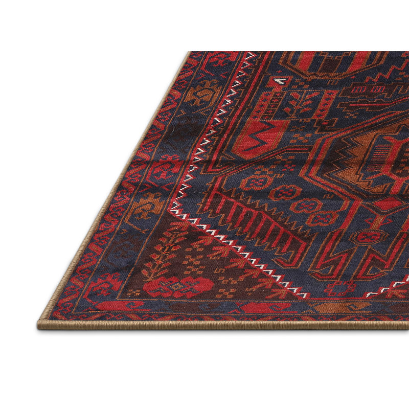 Tapis traditionnel mehroon/noir/crème Campisano, Rectangle 5 pi x 7 pi