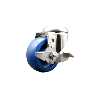 316SS Solid Polyurethane Wheel Swivel Bolt Hole Caster with Brake SCC