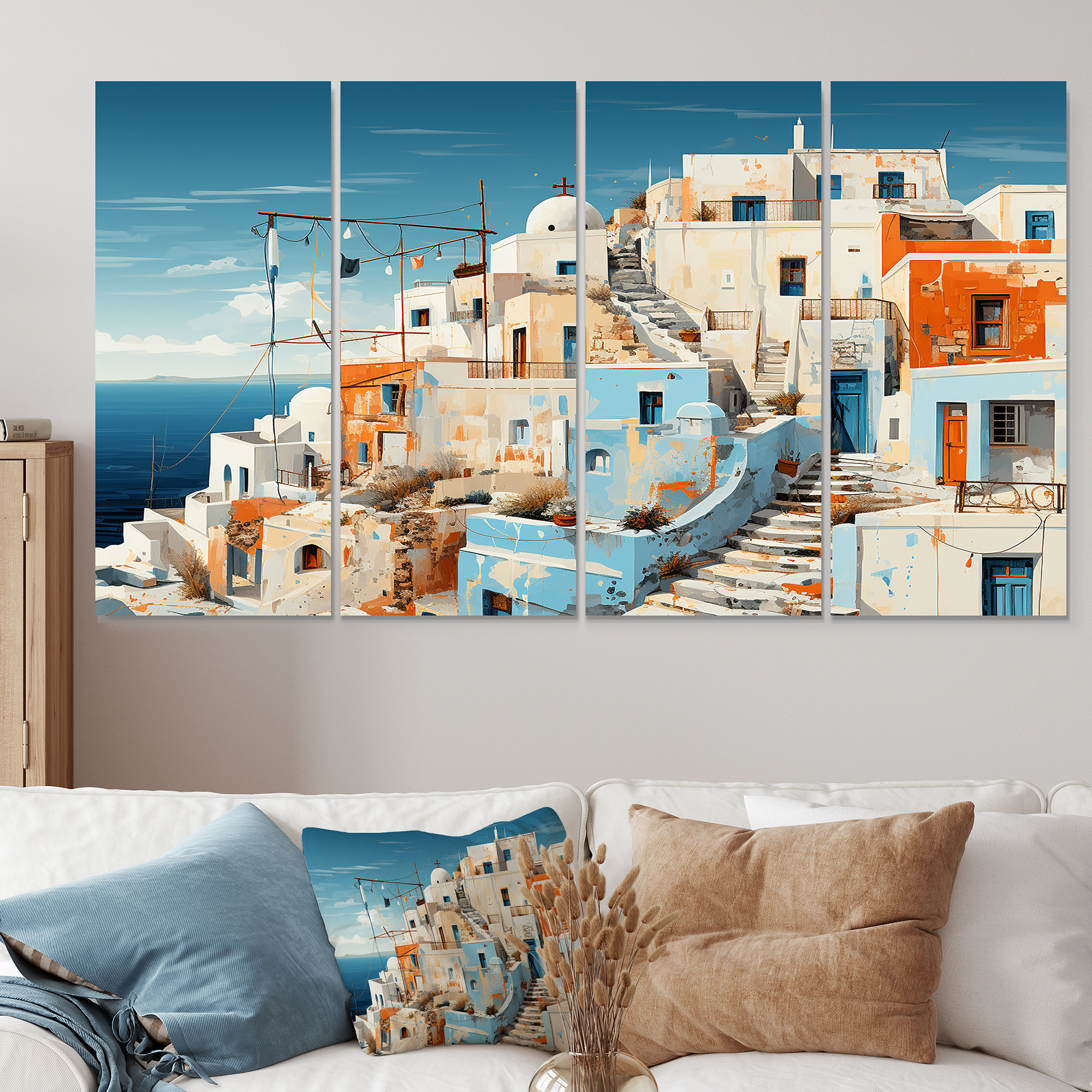Winston Porter Multicolor Santorini Greece III Santorini 4 Piece Wall