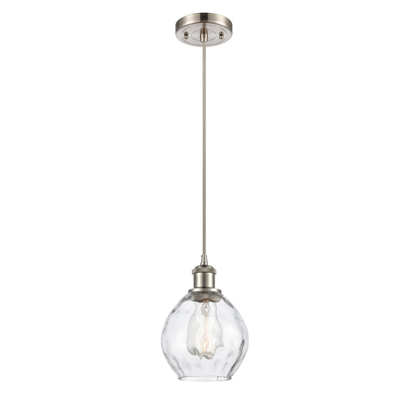 Luminaire suspendu simple à 1 lumière Jaron, Nickel satiné brossé, Ampoule DEL rétro de 3,5 watts