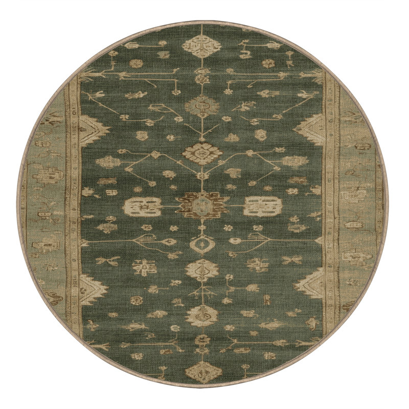 Machine Washable Overdyed Brown Area Rug, Round 6'