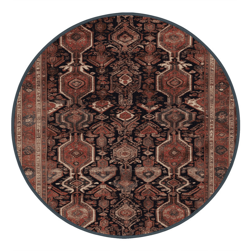 Tapis brun lavable à la machine, Rond 7 pi