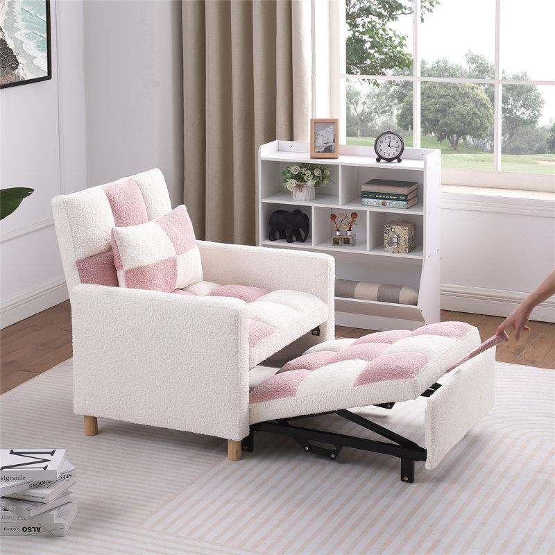 Kayari Recliner, Pink/White 100% Polyester