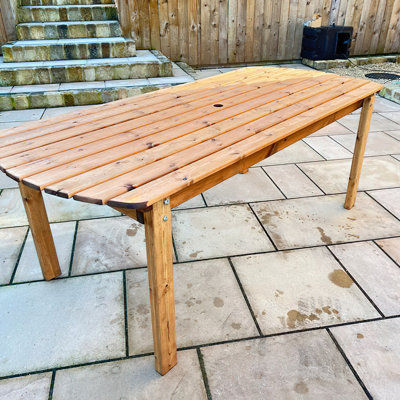 Agna Rectangular Solid Wood Outdoor Dining Table - 213 cm W 80 cm D