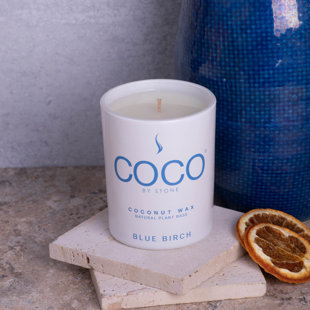 Bougie en bouleau bleu et noix de coco naturelle