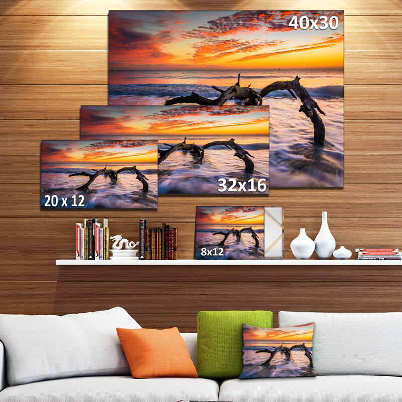 «Tree and Waves in the Atlantic Ocean Seashore», reproduction de photo sur toile tendue, H 16 po x l 32 po x P 1 po