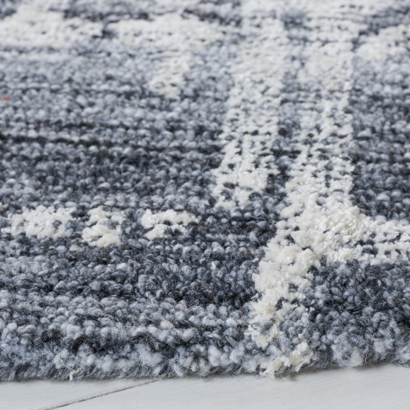 Tapis gris / ivoire touffeté à la main Brodney, Rectangle 6 pi x 9 pi