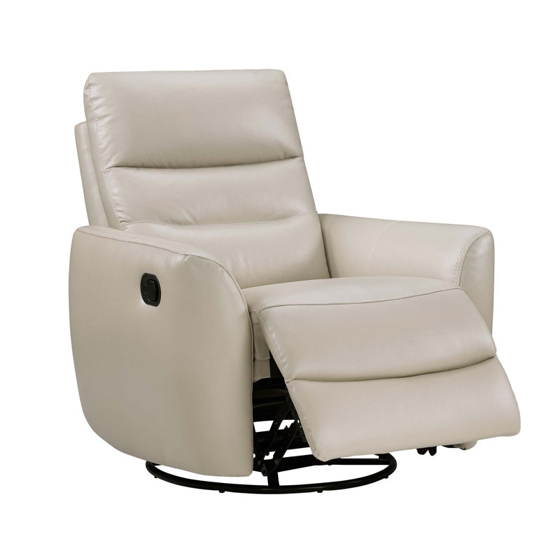 Luxurious Swivel Glider Reclining Chair With Plush Comfort And Taupe Leather Upholstery For Living Room Relaxation, Taupe
