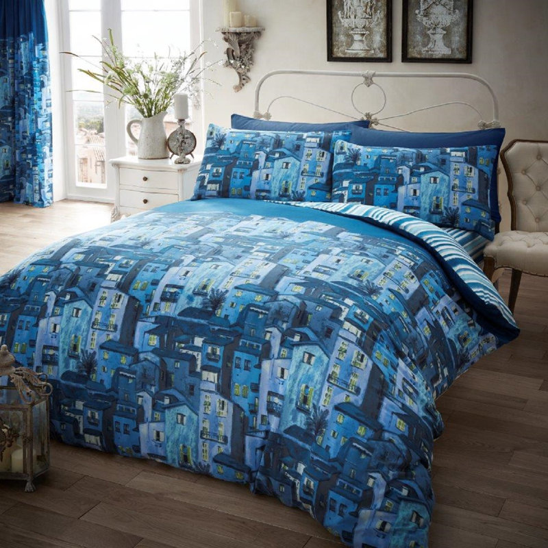 Blairsburg Microfiber Abstract Duvet Cover Set with Pillowcases Included, Blue, Double - 2 Standard Pillowcases
