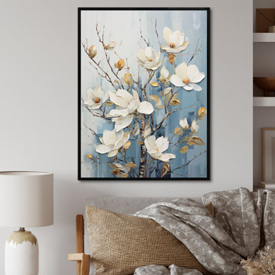 «White and Blue Magnolia Blossom Beauty IV», reproduction sur toile