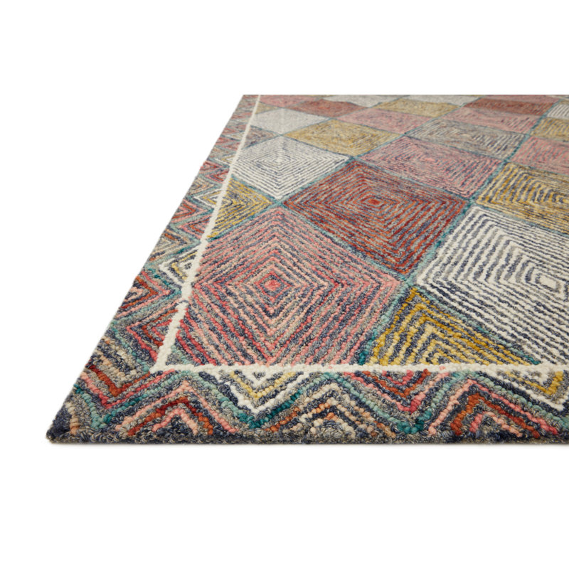 Tapis rose en laine crocheté à la main Morecambe, Rectangle 2 pi 3 po x 3 pi 9 po
