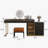 Nhia Glass Makeup Vanity set with Built in Outlets Glass Top,Expandable, Corner-116649279-116649275
