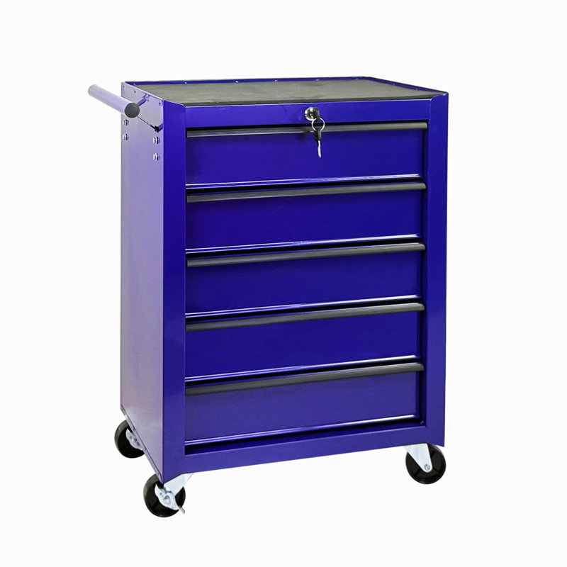 Coffre à outils roulant en métal avec 5 tiroirs, armoire à outils à 5 tiroirs de 20 po avec glissières à roulement à billes, coffre à outils en acier