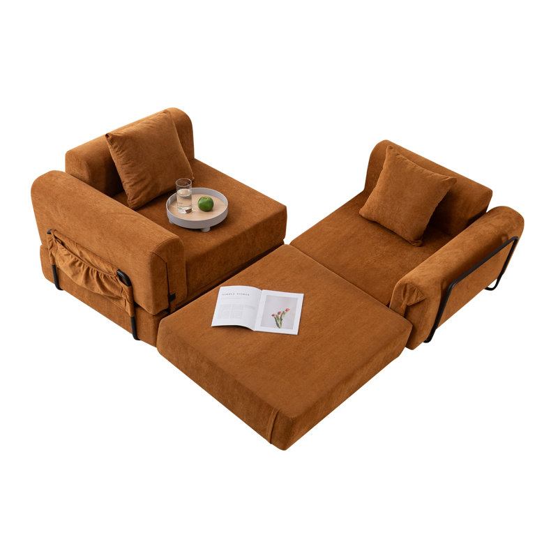 Boneless Convertible Folding Bed&modern Modular Sectional Sleeper Couch, Orange