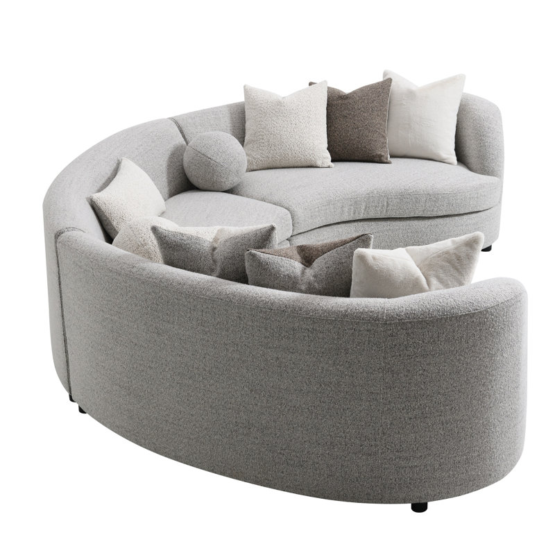 Boucle Sectional Sofa W/9 Pillows