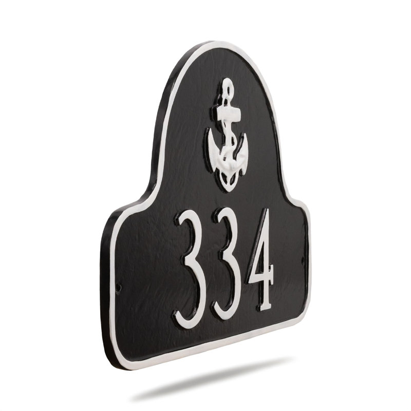 Plaque d’adresse murale sur 1 ligne, Fer suédois / Noir, Oui