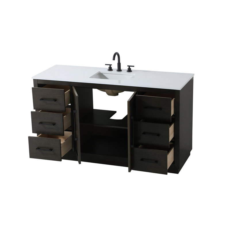 Meuble-lavabo simple 60 po, Chêne chocolat