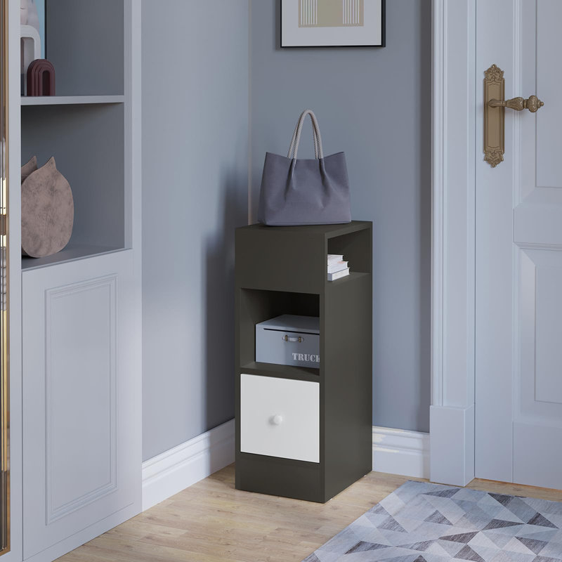 Bailen 25cm W Manufactured Wood Bedside Table, Dark Grey