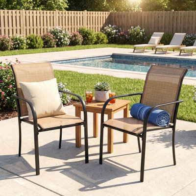 Outdoor Patio Stackable Textilene Dining Armchairs