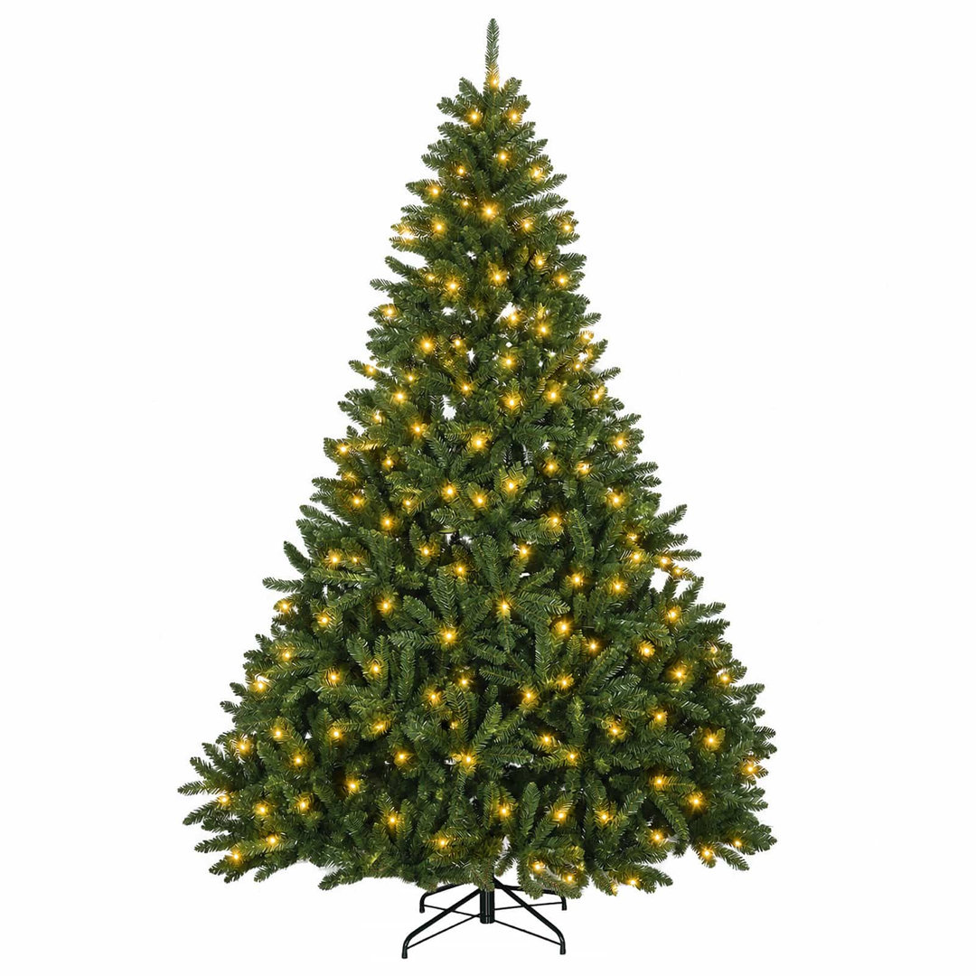 Vidaxl Artificial Hinged Christmas Tree 210 Cm 300 Leds Warm White - Green, Green - Image 2
