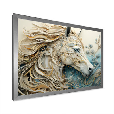 Portrait de cheval minimal bleu et blanc - impressions d'art murales de chevaux