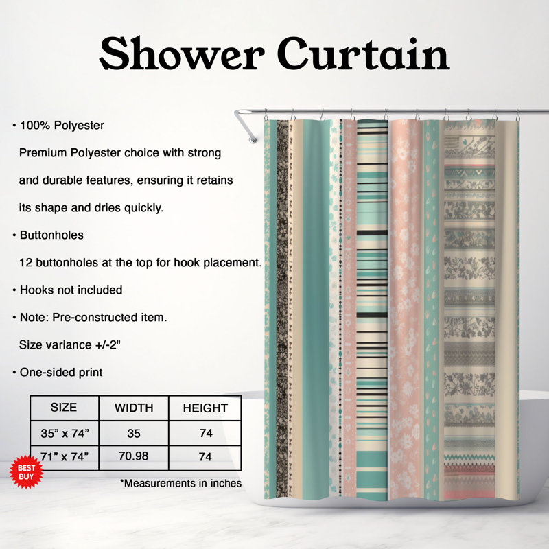 Boho Elegance - Premium Shower Curtain, 74"H x 71"W