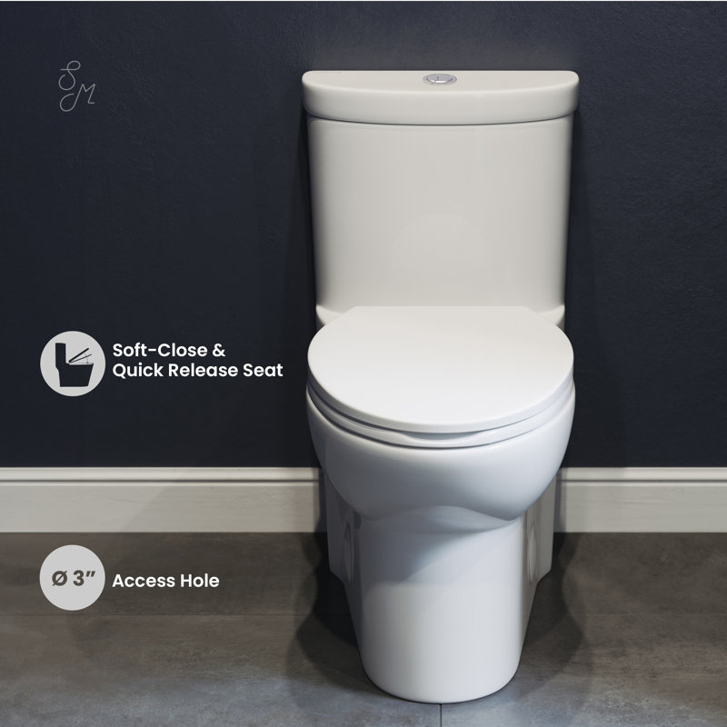 Sublime One-Piece Elongated Toilet Dual-Flush 1.1/1.6 gpf, Glossy White, Top