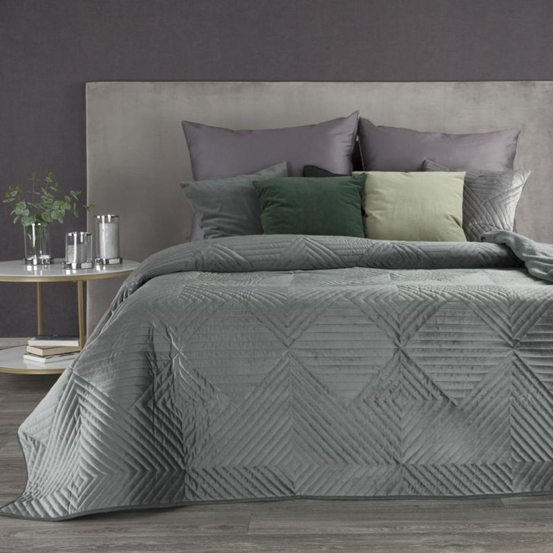 Garan Polyester Geometric Shapes Bedspread, 230 x 260 cm, Silver