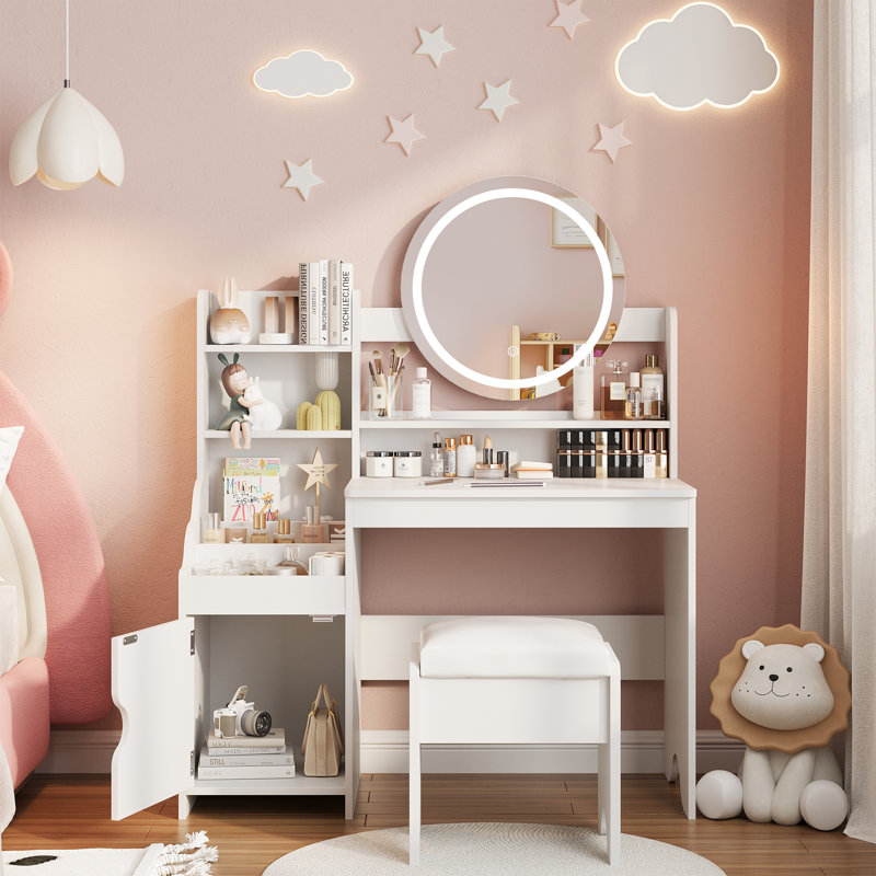 Coiffeuse pour enfants avec lumières, Blanc