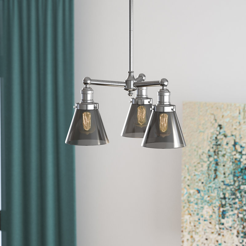 Lustre classique/traditionnel à 3 lumières Ellison, H 19 po x l 11 po x P 11 po, Nickel satiné brossé