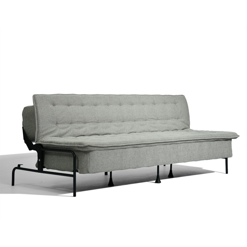 76.9" Queen Futon Sofa Bed with Metal Frame, Space-Saving Sleeper for Apartments & Guest Rooms, Light Gray