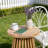 Light Teak Round Coffee Table, Acacia Wood Outdoor Patio Side Table For Backyard-1962522442