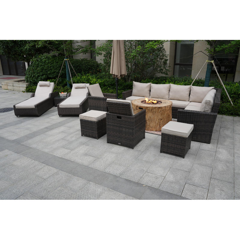 Almanza Wicker 12 - Person Patio Conversation Set with Cushions