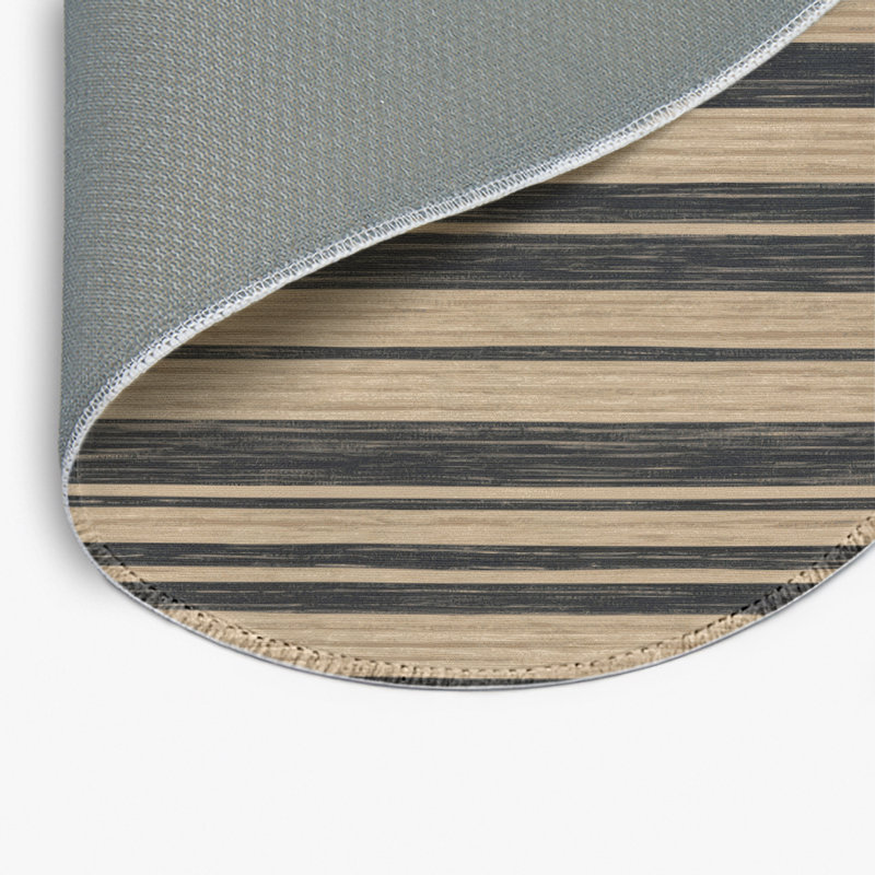 Tapis intérieur / extérieur brun HorizontalStripes, Rond 5 pi