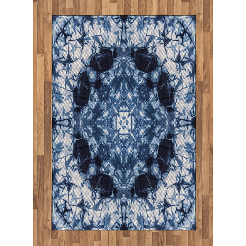 Indigo Paisley High Density Long Fiber Poly Threads Decorative Area Rug Carpet, Rectangle 4' x 5'8"