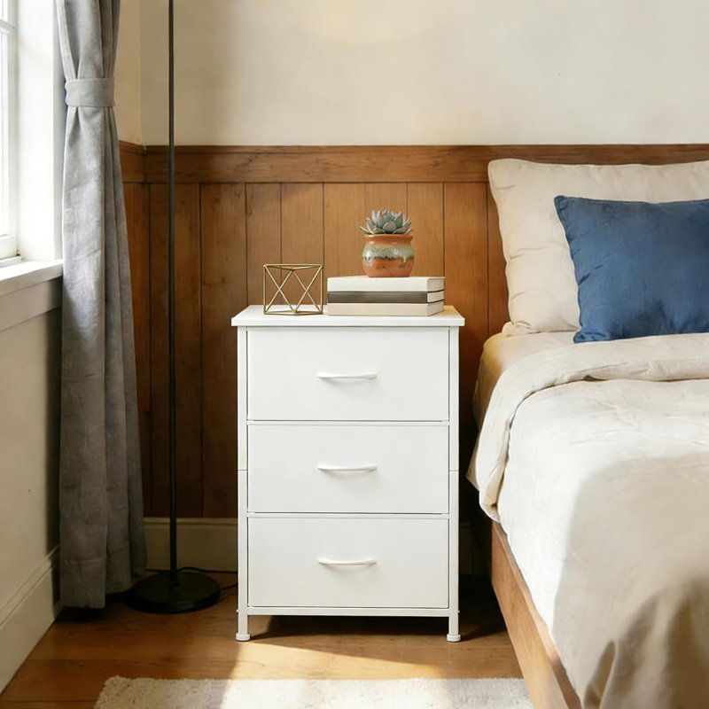 Stylish 3-Drawer Dresser with Removable Fabric Bins, Multi-Functional Storage Organizer for Bedroom, Living Room, Closet, Entryway, Hallway, Laundry Room - Wood Grain Print, Easy Assembly, Space-Savin