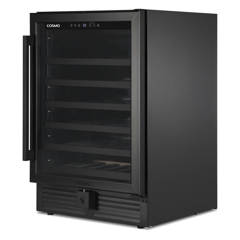 Cosmo Lumin Collection 24 In. 52-bottle Single Zone Compressor Wine Cooler, Digital Controls, Led Lighting, Matte Black