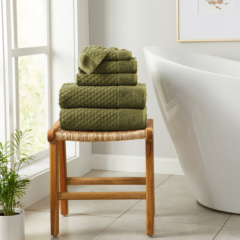 Ensemble de serviettes 100% coton ultra doux et absorbant, Olive, Ensemble de serviettes 6 pièces
